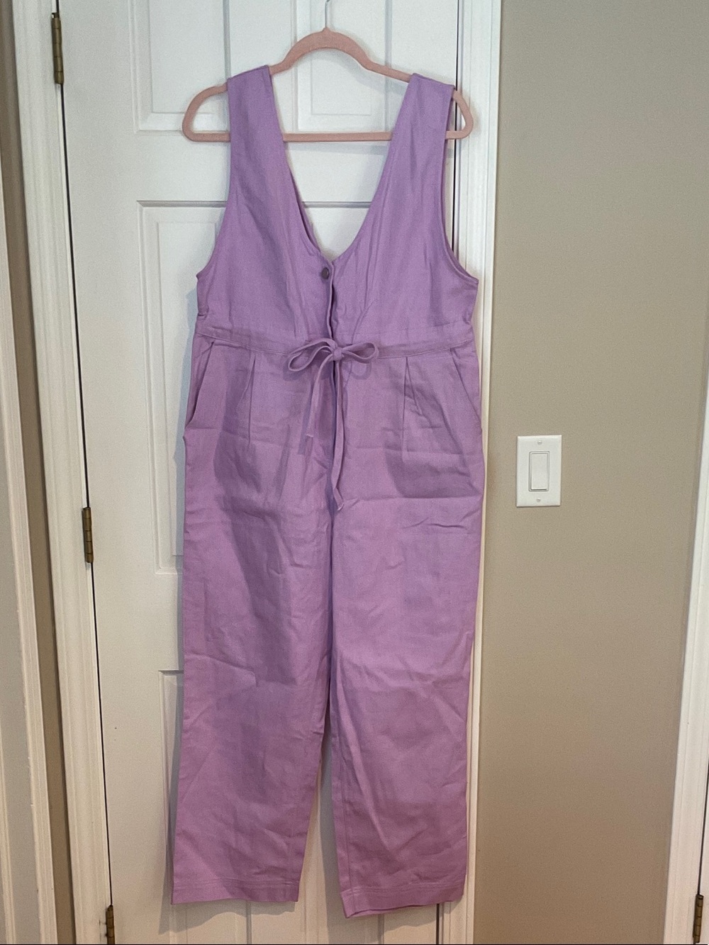 Double Zero Lavender Tie-Waist Sleeveless Jumpsuit